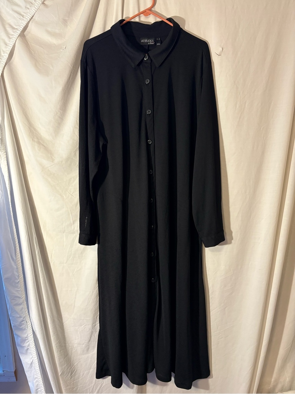 Attitudes by Renee Black Long Sleeve Button-Front Dress Shirt